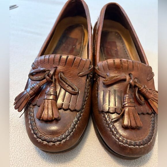 Allen Edmonds Grayson Brown Tassel Loafers Leather Mens 9E USA main image 4